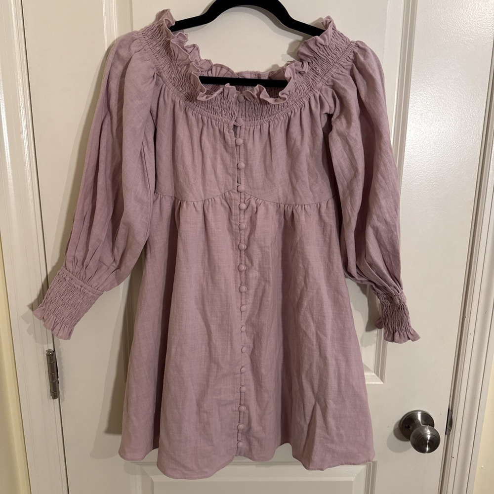 Sabo Light Pink Stella Off The Shoulder Cotton Mini Dress Size Small Beach Boho
